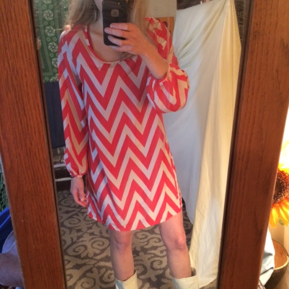 Peaches and Cream Chevron Retro Style Dress